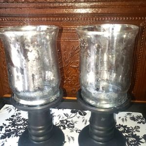 Set of Black ceramic mirrored glass cardholders